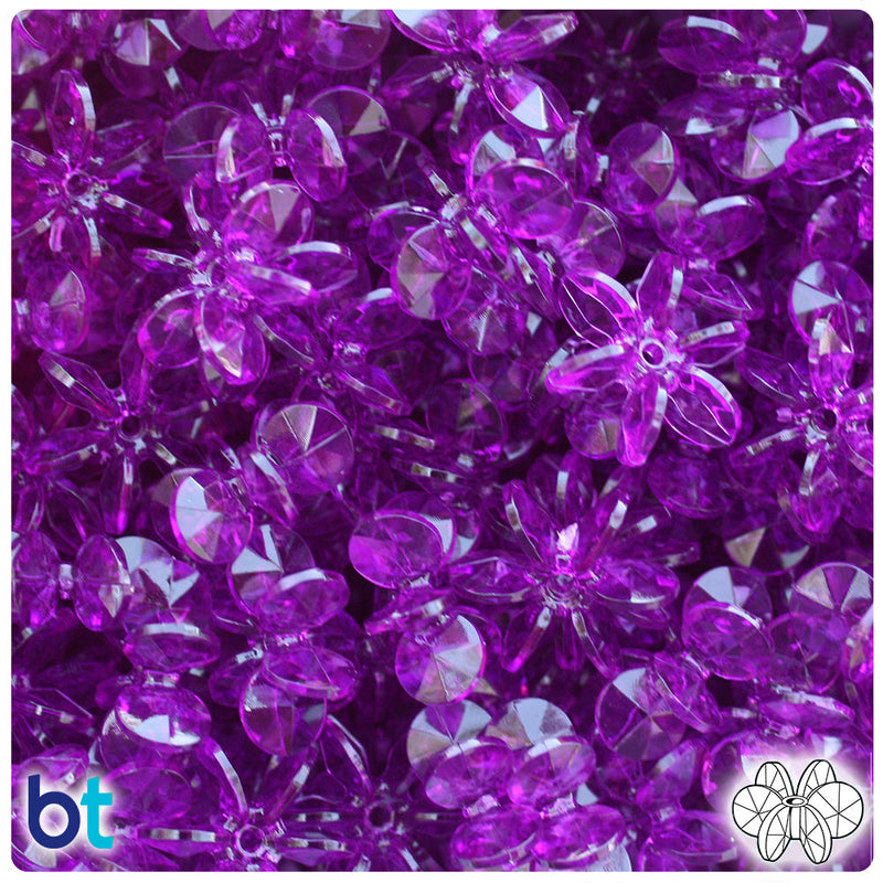 BeadTin Lilac Transparent 18mm SunBurst Plastic Craft Beads (135pcs)