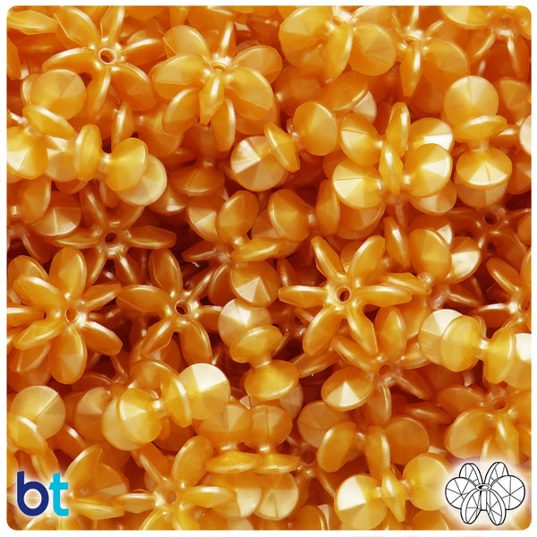 BeadTin Gold Pearl 18mm SunBurst Plastic Craft Beads (135pcs)