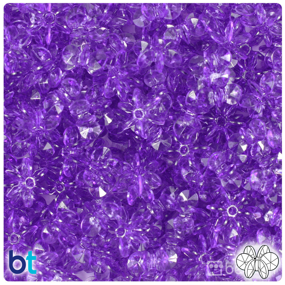 BeadTin Amethyst Transparent 12mm SunBurst Plastic Craft Beads (450pcs)