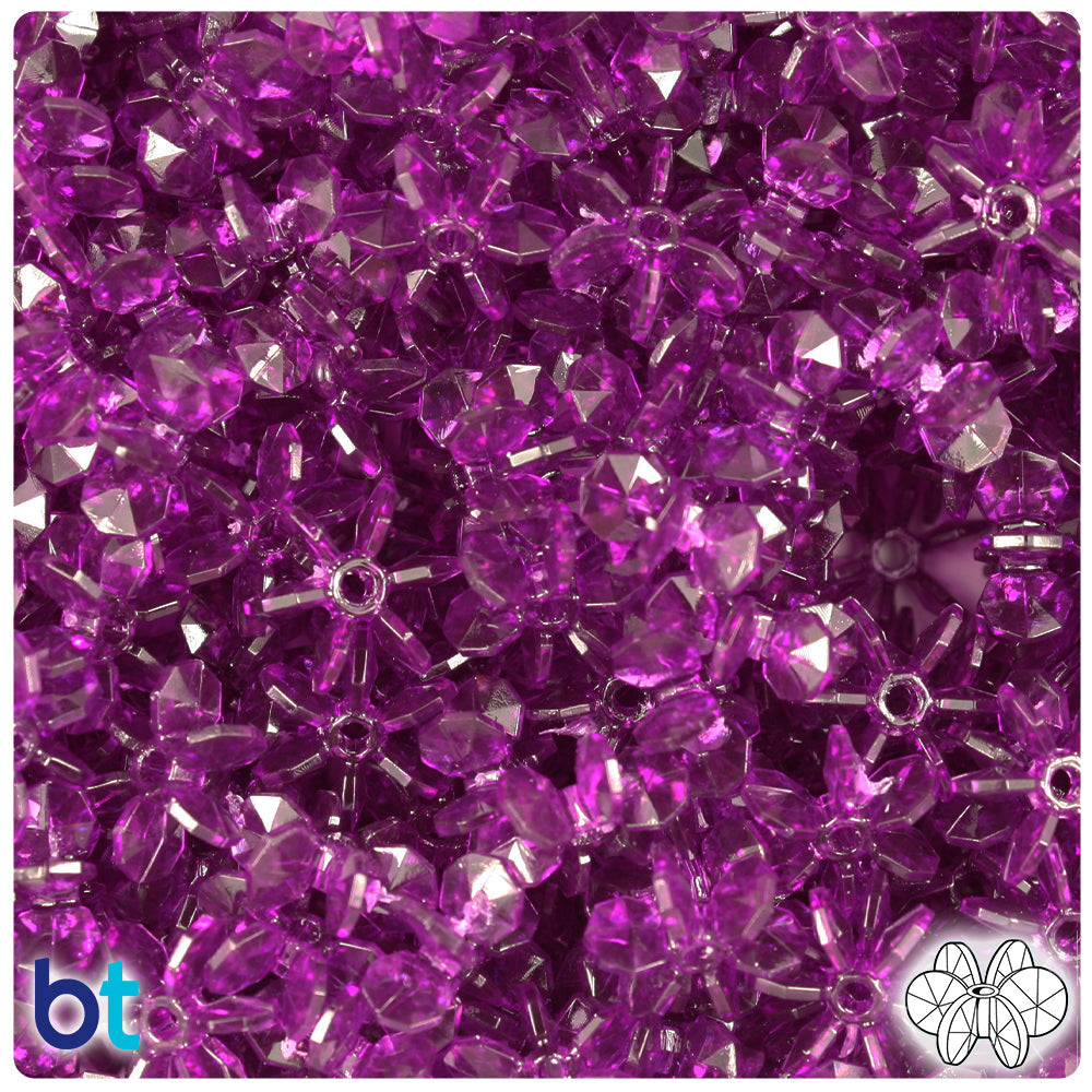 BeadTin Dark Amethyst Transparent 12mm SunBurst Plastic Craft Beads (450pcs)