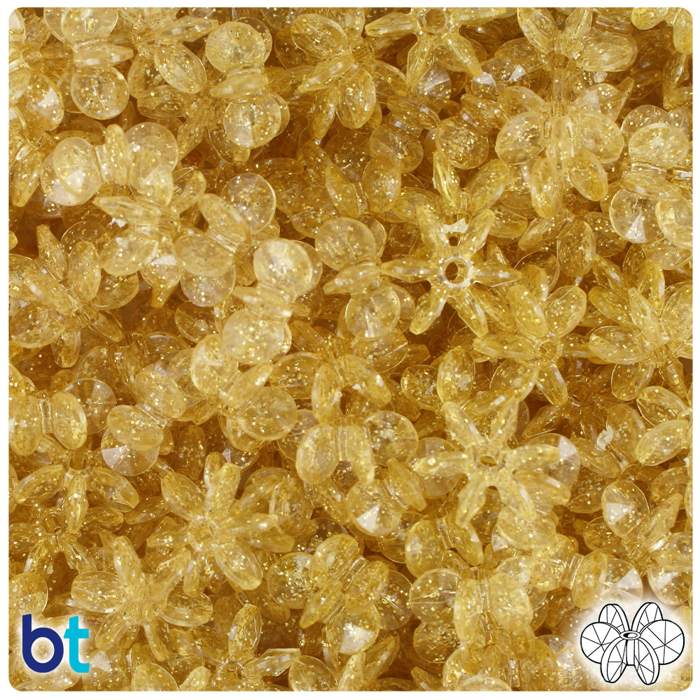 BeadTin Gold Sparkle 12mm SunBurst Plastic Craft Beads (450pcs)