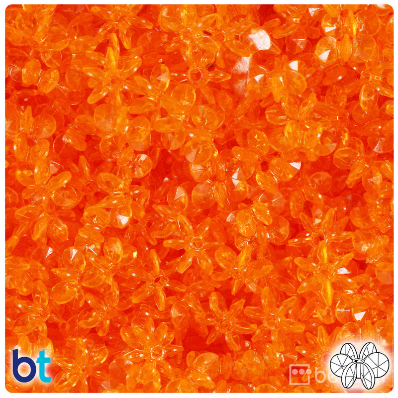 BeadTin Orange Transparent 12mm SunBurst Plastic Craft Beads (450pcs)