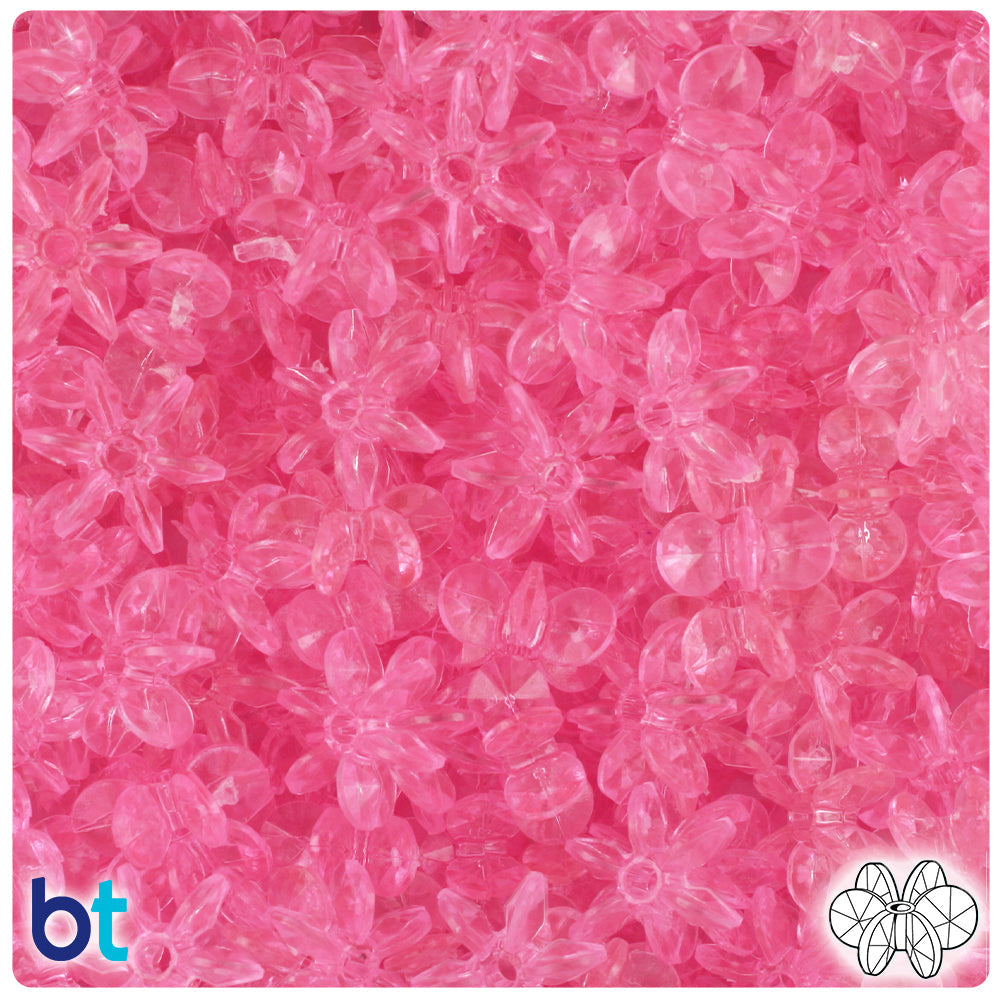 BeadTin Pink Transparent 12mm SunBurst Plastic Craft Beads (450pcs)