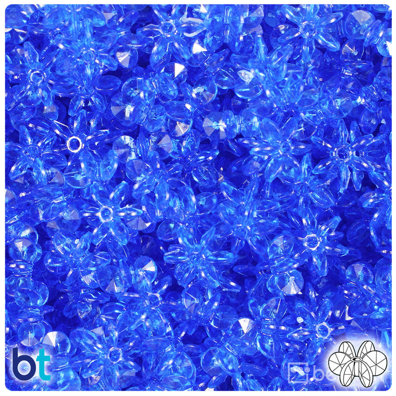 BeadTin Dark Sapphire Transparent 12mm SunBurst Plastic Craft Beads (450pcs)