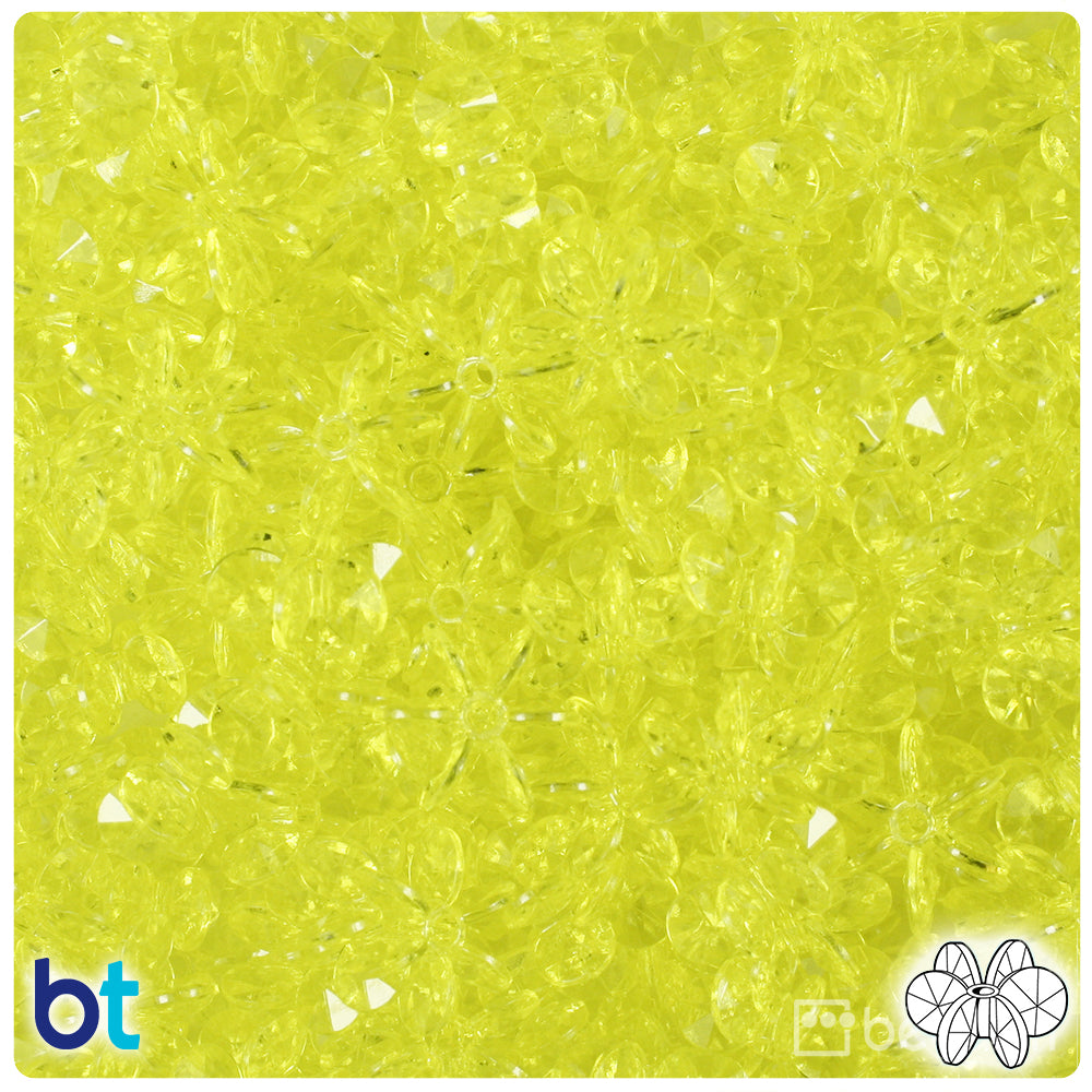 BeadTin Yellow Transparent 12mm SunBurst Plastic Craft Beads (450pcs)
