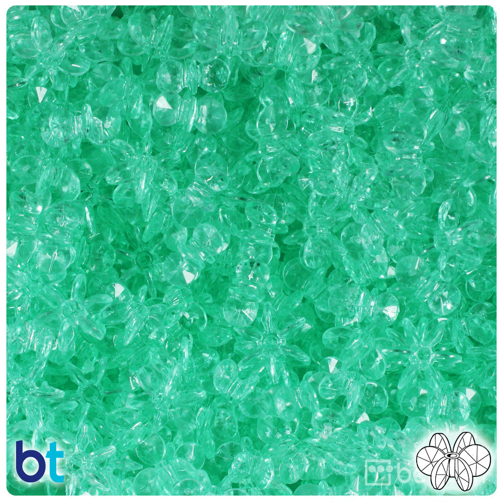 BeadTin Green Aqua Transparent 12mm SunBurst Plastic Craft Beads (450pcs)