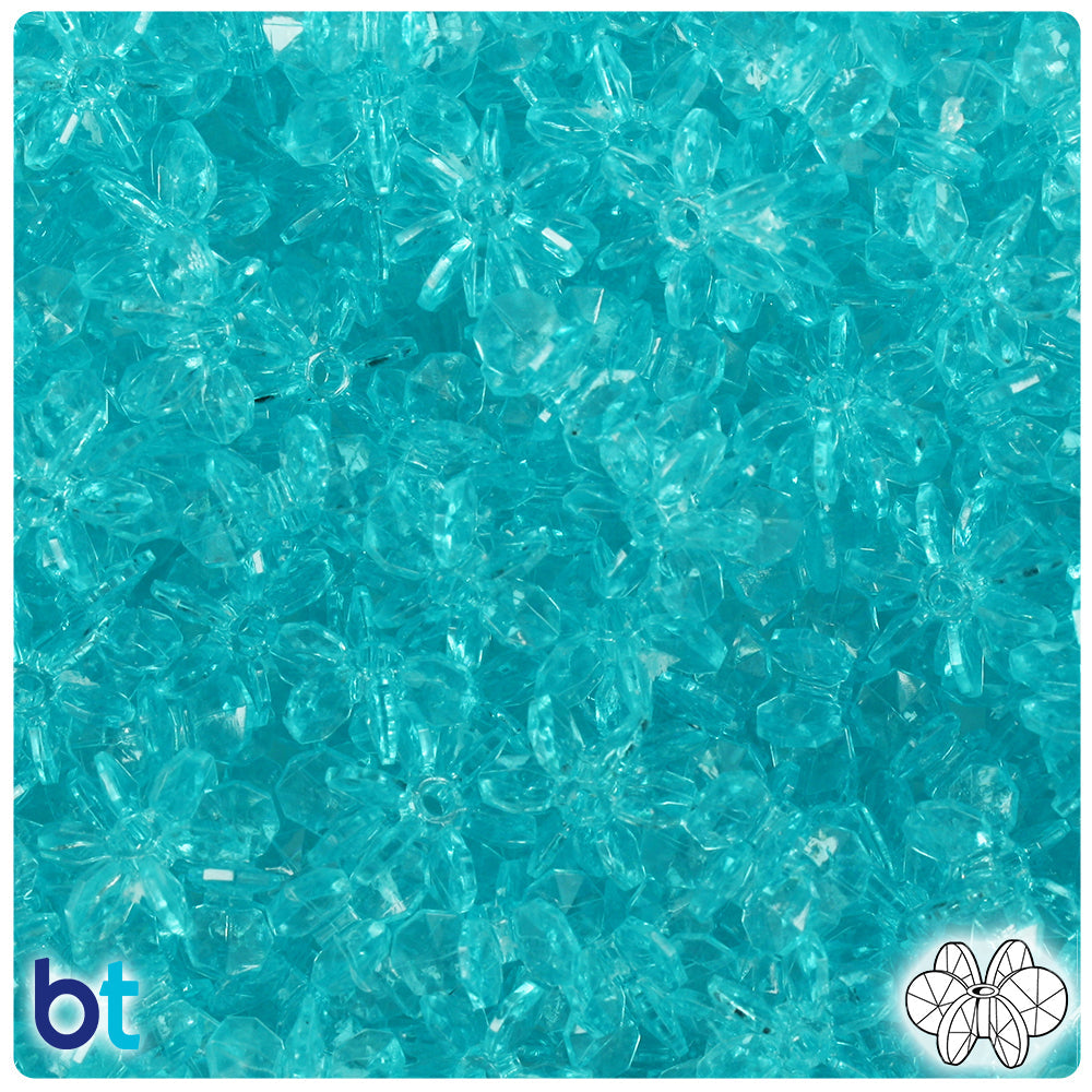 BeadTin Light Turquoise Transparent 12mm SunBurst Plastic Craft Beads (450pcs)