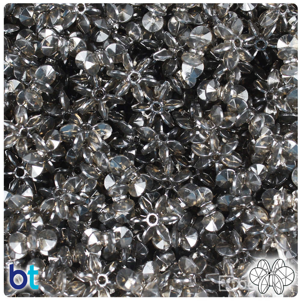BeadTin Jet Transparent 12mm SunBurst Plastic Craft Beads (450pcs)