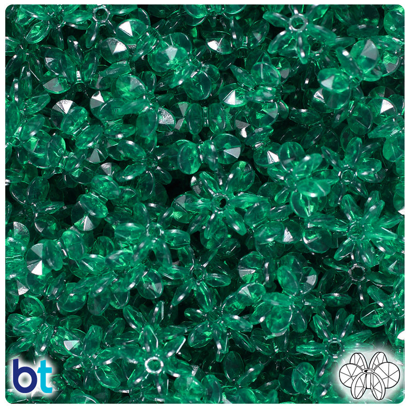 BeadTin Forest Green Transparent 12mm SunBurst Plastic Craft Beads (450pcs)