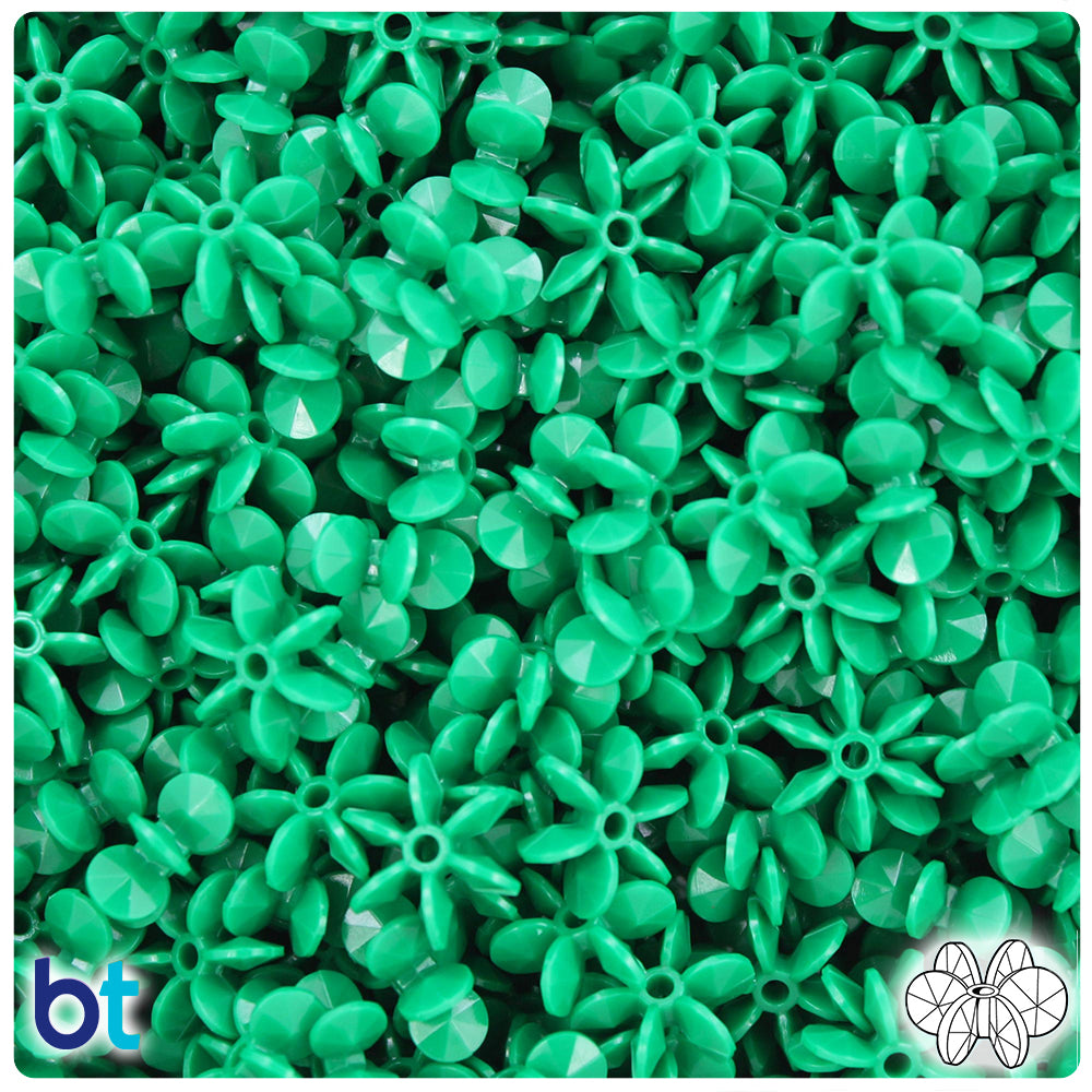 BeadTin Green Opaque 12mm SunBurst Plastic Craft Beads (450pcs)