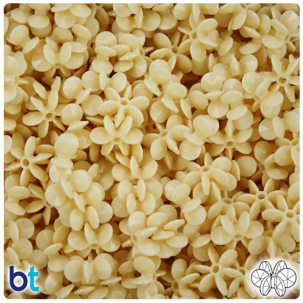 BeadTin Ivory Opaque 12mm SunBurst Plastic Craft Beads (450pcs)