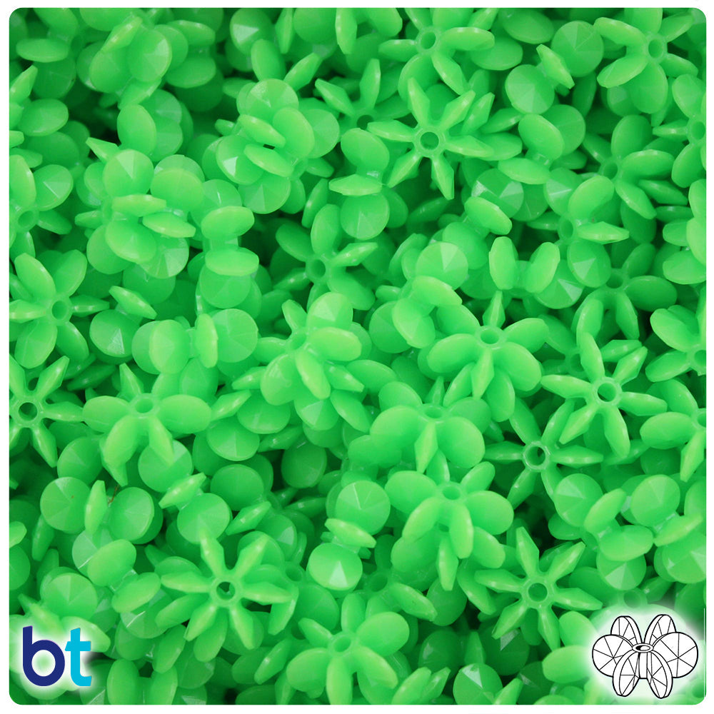 BeadTin Lime Opaque 12mm SunBurst Plastic Craft Beads (450pcs)