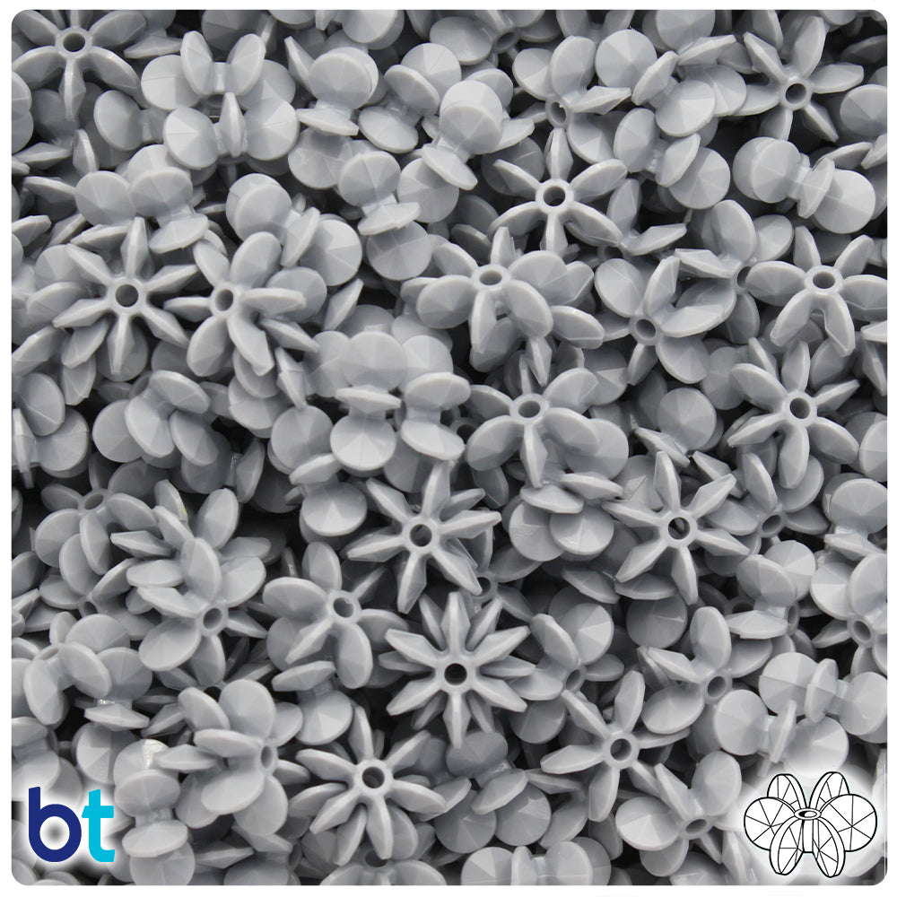 BeadTin Grey Opaque 12mm SunBurst Plastic Craft Beads (450pcs)