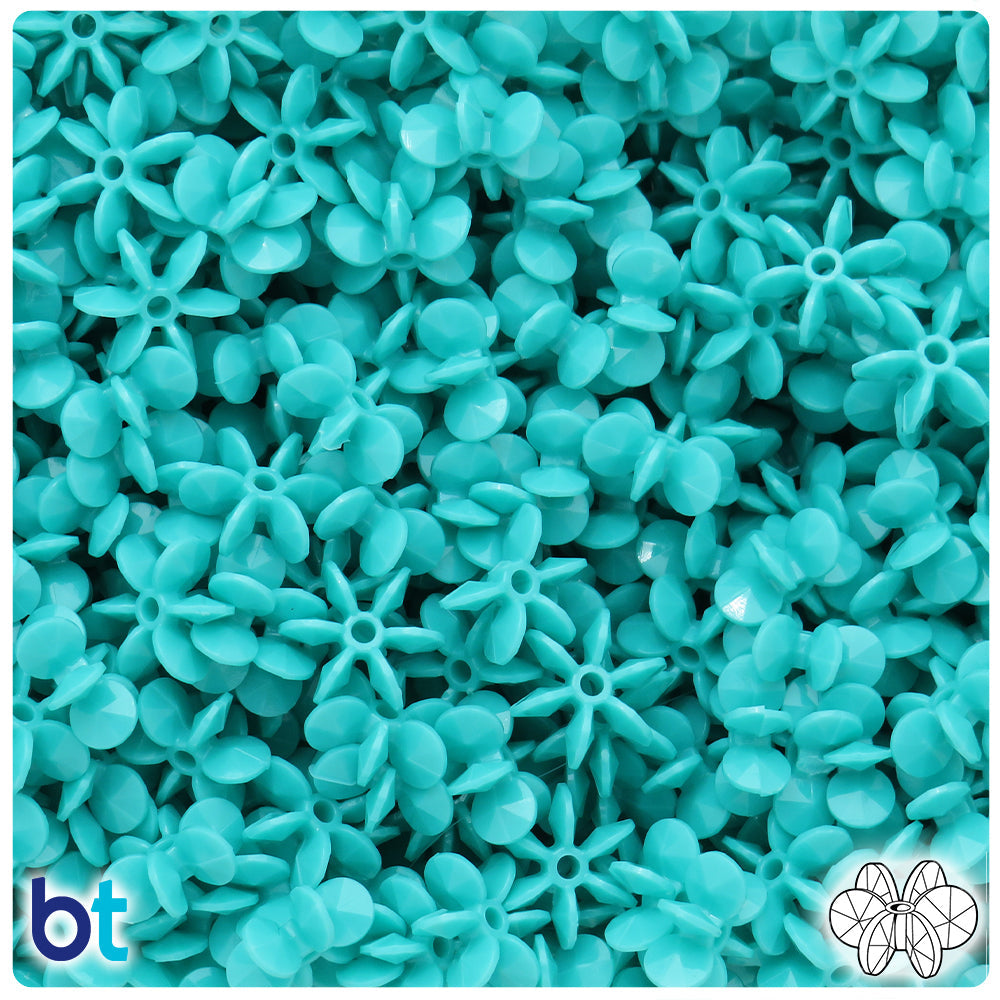 BeadTin Light Turquoise Opaque 12mm SunBurst Plastic Craft Beads (450pcs)