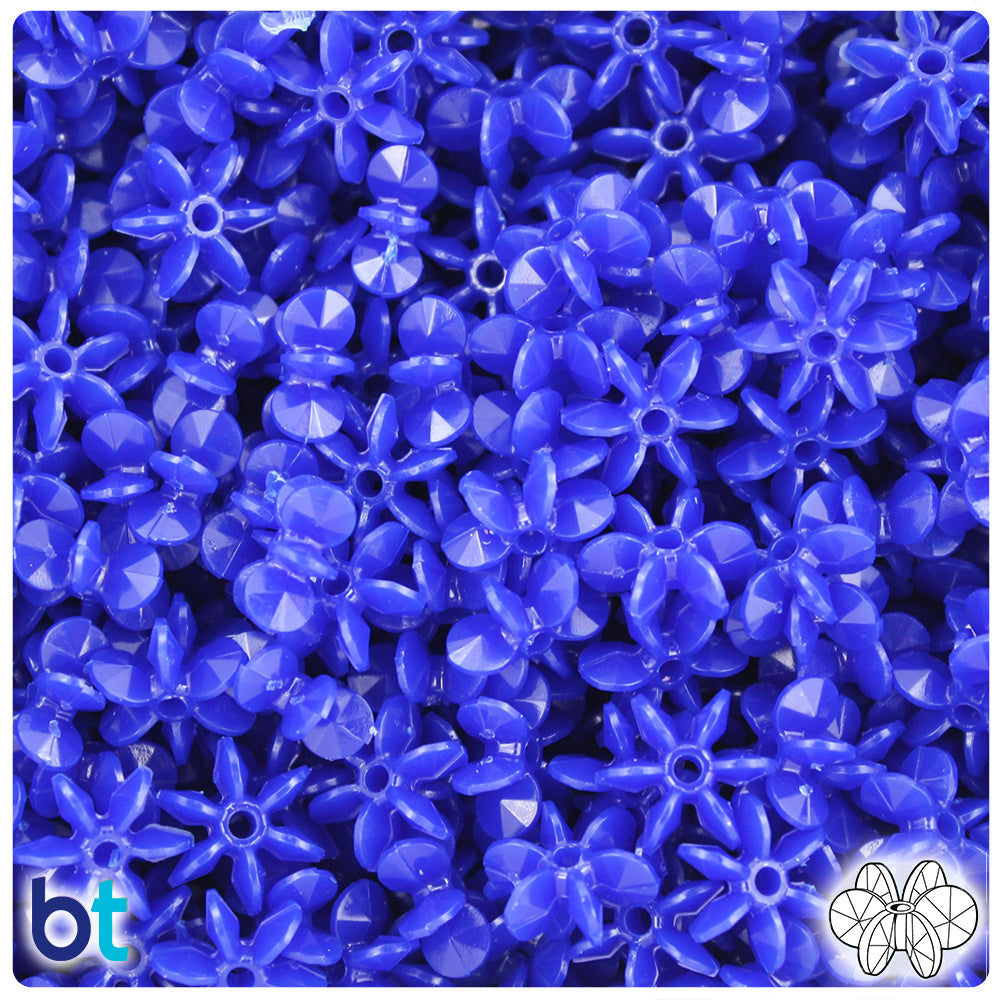 BeadTin Royal Blue Opaque 12mm SunBurst Plastic Craft Beads (450pcs)