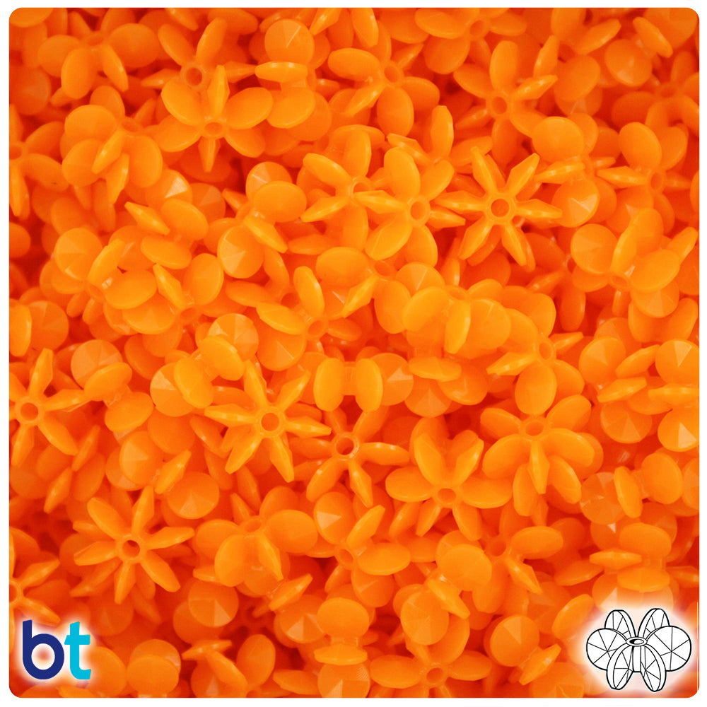 BeadTin Orange Opaque 12mm SunBurst Plastic Craft Beads (450pcs)