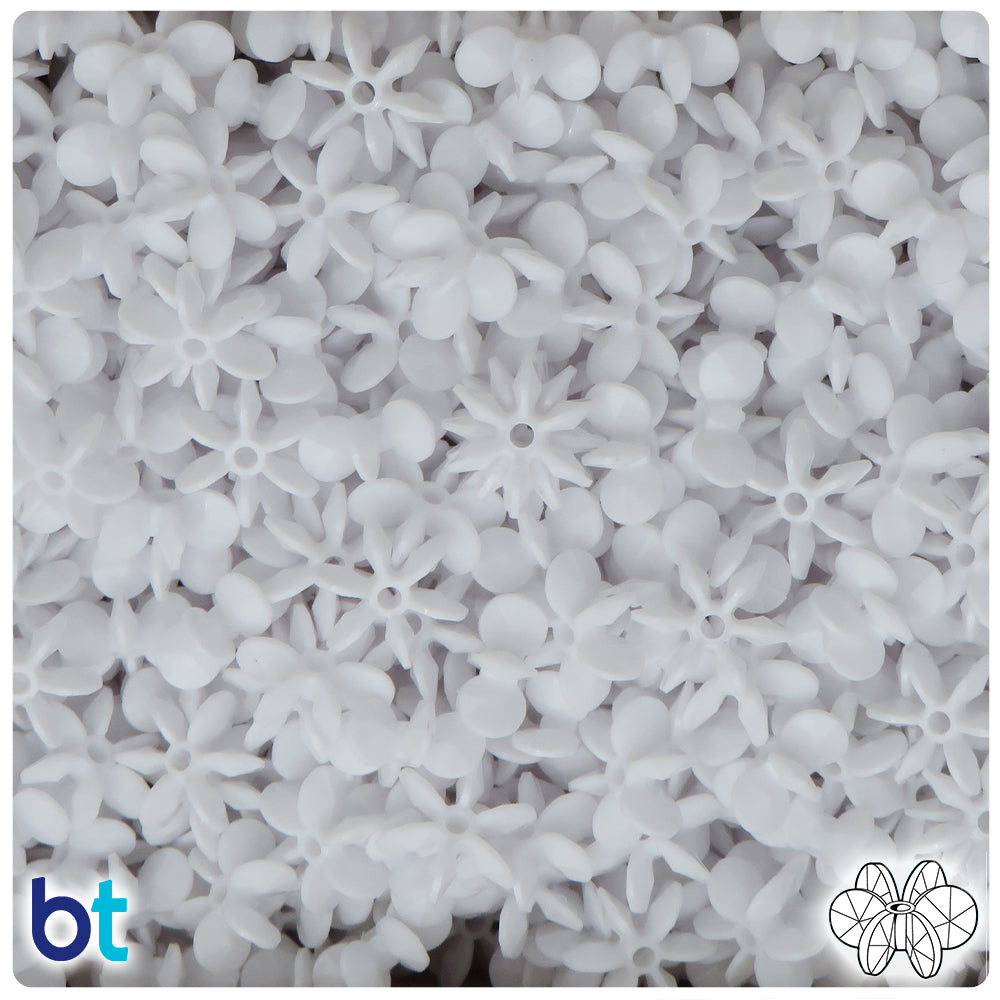 BeadTin Bright White Opaque 12mm SunBurst Plastic Craft Beads (450pcs)