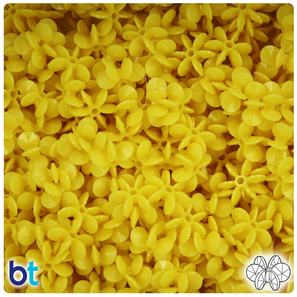 BeadTin Yellow Opaque 12mm SunBurst Plastic Craft Beads (450pcs)