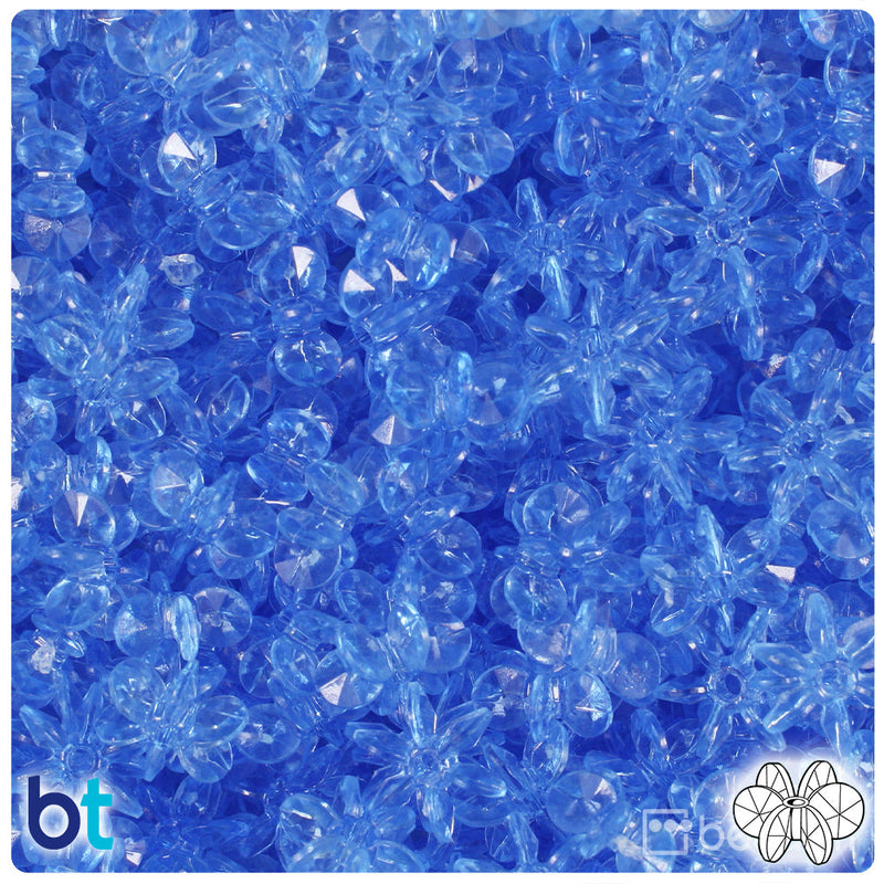 BeadTin Medium Sapphire Transparent 12mm SunBurst Plastic Craft Beads (450pcs)