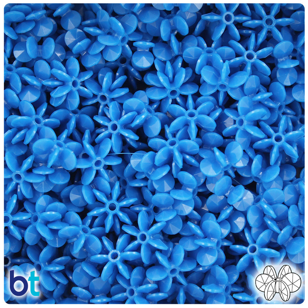 BeadTin True Blue Neon Bright 12mm SunBurst Plastic Craft Beads (450pcs)