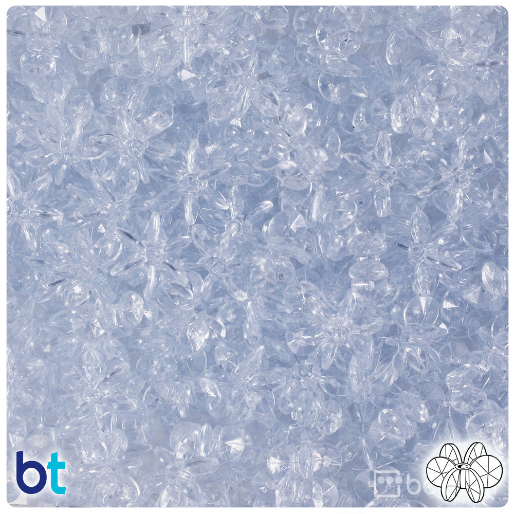 BeadTin Ice Blue Transparent 12mm SunBurst Plastic Craft Beads (450pcs)