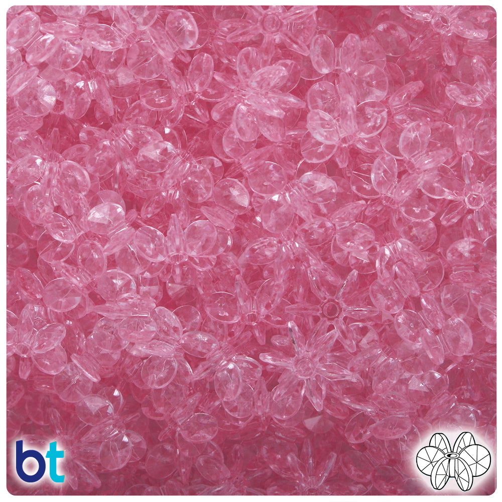 BeadTin Pale Pink Transparent 12mm SunBurst Plastic Craft Beads (450pcs)