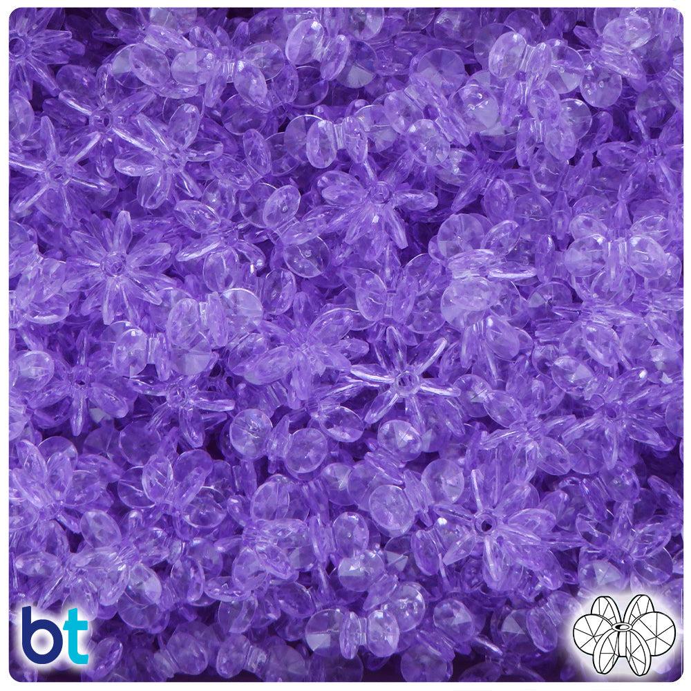 BeadTin Pale Amethyst Transparent 12mm SunBurst Plastic Craft Beads (450pcs)