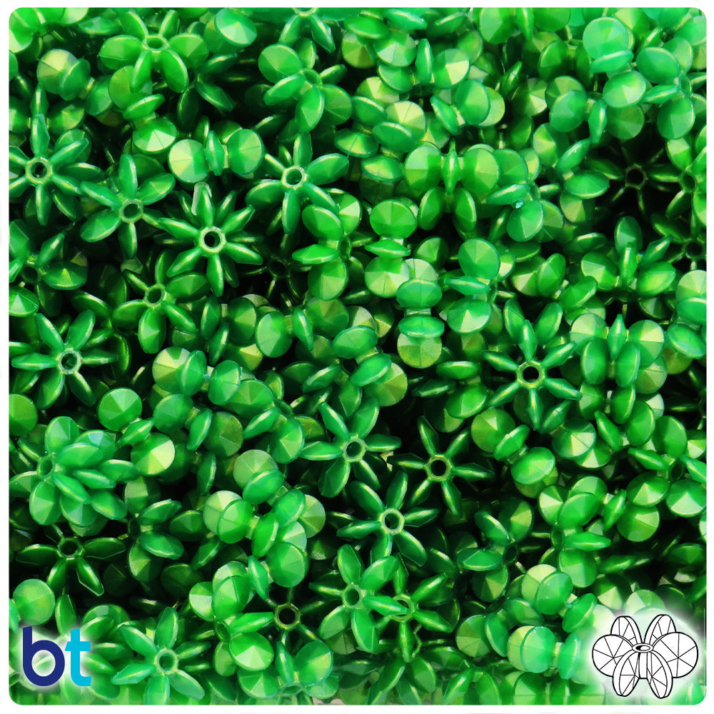 BeadTin Dark Green Pearl 12mm SunBurst Plastic Craft Beads (450pcs)