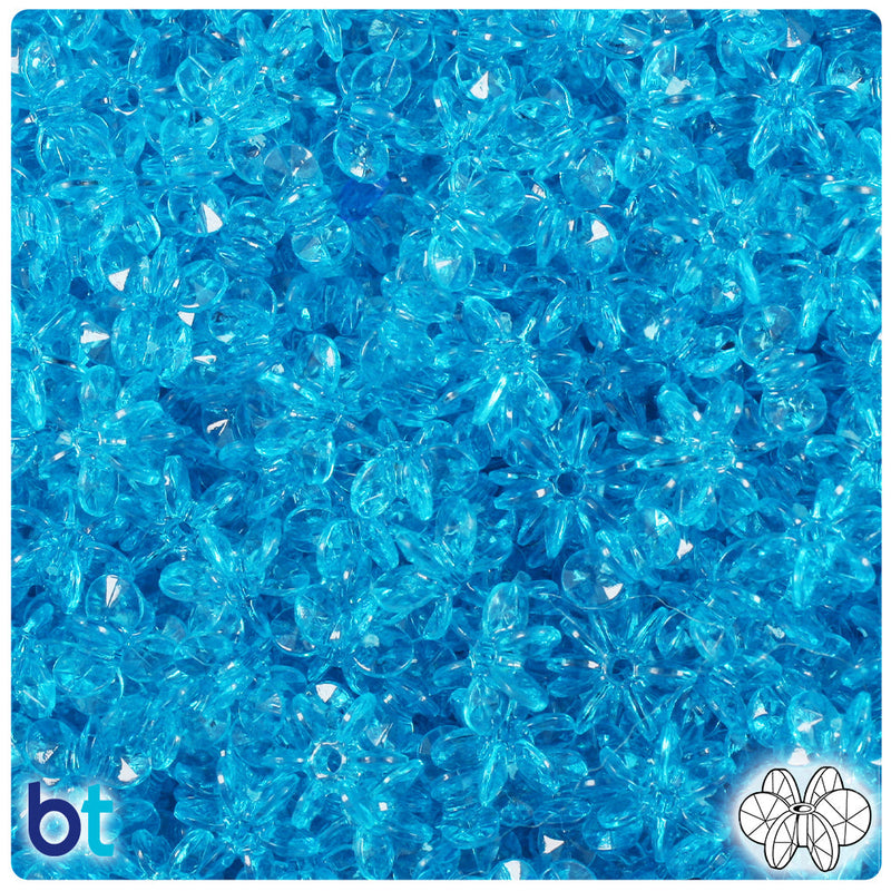 BeadTin Turquoise Transparent 10mm SunBurst Plastic Craft Beads (450pcs)