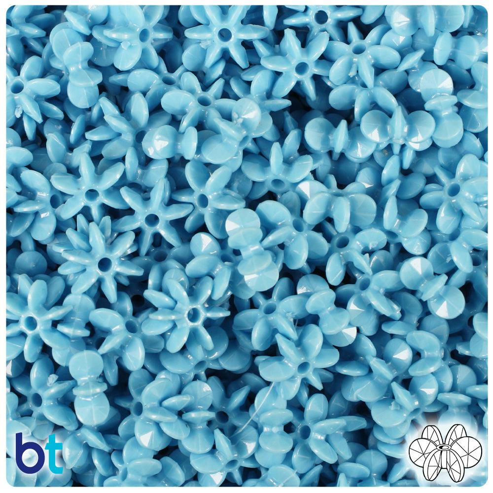BeadTin Baby Blue Opaque 10mm SunBurst Plastic Craft Beads (450pcs)